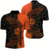 Goofygear Black And Orange Custom Bowling Ball And Wings Bowling Shirts For Men, Bowling Team Uniform