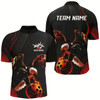 Goofygear Red Flame Mens Bowling Shirts, Custom Eagle Team Bowling Shirts, Gift For Bowlers Style 1