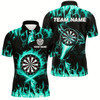 Goofygear Turquoise 3D Printed Fire Flame Darts Shirts For Men Custom Lightning Darts League Team Jerseys