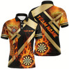 Goofygear Personalized Gold And Black Dartboard Fire Flame Custom Darts Shirts For Men, Darts Team Jerseys