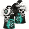 Goofygear Personalized Grunge Skull Crack Wall Men Dart Shirts Custom Darts League Team Jerseys Turquoise