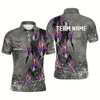 Goofygear Custom Ball 8 Grey Grunge Billiard Shirts For Men Best Custom Team Name Billiard Jerseys Purple