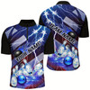 Goofygear Flame Bowling Ball Blue Lightning American Flag Custom Name Bowling Team Shirts For Men