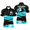 Goofygear Custom Turquoise Grunge Billiard 8 Ball Jerseys Shirts For Men, Best Personalized Pool Player Gifts