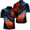 Goofygear Flame Bowling Ball Custom Bowling Shirts For Men , Red And Blue Smoke Bowler Outfit