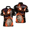 Goofygear Personalized Orange Darts Board Flame Skull Men Dart Shirts Custom Team League Dart Jerseys Uniform