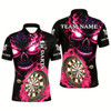 Goofygear Personalized Pink Darts Board Flame Skull Men Dart Shirts Custom Team League Dart Jerseys Uniform