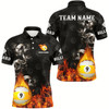Goofygear Personalized 9 Ball Pool Skull On Fire Billiard Shirts For Men, Funny 3D Printed Billiard Jerseys