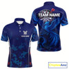 Goofygear Men'S Custom Darts Shirt With Cobalt Phoenix Camouflage Pattern And Dartboard Style 1