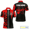 Goofygear Men'S Custom Dart Shirt - Maroon & Black Pattern With Bold Darts Personalized Name