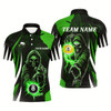 Goofygear Funny Green Death Skeleton 8 Ball & 9 Ball Billiard Shirts For Men Custom League Billiard Jerseys