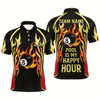 Goofygear Pool Is My Happy Hour Billiard Shirts For Men, 8 Ball Fire Flame Custom Black Billiard Jerseys