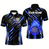 Goofygear 3D Darts Board Fire Flame Custom Dart Shirts For Men, Best Dart League Jerseys Team Uniform Blue