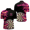 Goofygear Pink Fire Flame Dart Shirt With Pocket For Men Custom Dart Jerseys