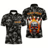 Goofygear Men Skull Custom Bowling Team Shirts Unisex Bowling Men Short Sleeve Polo