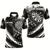 Goofygear Custom Grunge Black Darts Flame Men Polo Shirts, Retro Darts Shirts Team Jerseys