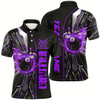Goofygear Personalized Purple Glass Crack 8 Ball Billiard Men Polo Shirts, 8 Ball Pool Jerseys