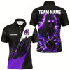 Goofygear Black And Purple Skull Reaper Bowling Jerseys Polo Shirt For Men Custom Bowling Team Shirts Style 1