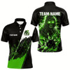 Goofygear Black And Green Skull Reaper Bowling Jerseys Polo Shirt For Men Custom Bowling Team Shirts Style 1