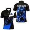 Goofygear Black And Blue Skull Reaper Bowling Jerseys Polo Shirt For Men Custom Bowling Team Shirts