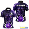 Goofygear Purple Lightning Thunder Flame Lion Bowling Polo Shirts For Men Custom Bowling Team Jerseys Style 2