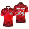 Goofygear Mens Bowling Polo Shirt Custom Neon Red Bowling Team League Jerseys, Gifts For Bowlers Style 2