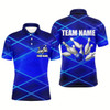 Goofygear Mens Bowling Polo Shirt Custom Neon Blue Bowling Team League Jerseys, Gifts For Bowlers