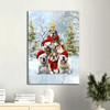 Canvas Wall Art Featuring English Bulldog With Christmas Tree And The Message The Happy Christmas Tree For English