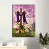 Canvas Wall Art Featuring Easter Bunny Cross Symbol Lily Flower White Butterfly And The Message He Is Risen Christian