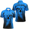 Goofygear Blue Grunge Skull Bowling Polo Shirt Shirts For Men Custom Bowling Team League Jerseys