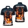 Goofygear Lightning Thunder Storm Lion Flame Bowling Polo Shirt For Men Custom Bowling Team Jersey Style 1