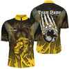 Goofygear Black And Yellow Lion Bowling Polo Shirts For Men Custom Team Lion Bowling Jerseys