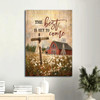 Canvas Wall Art Featuring Dandelion Field Wooden Cross Red Barn White Butterfly And A Message Of Hope The Best Is Yet