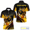 Goofygear Black And Yellow Bee Bowling Polo Shirts For Men Custom Bee Bowling Team Jersey Outfit