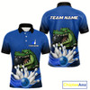Goofygear Funny Blue Alligator Bowling Polo Shirts For Men Custom Team Bowling League Jersey