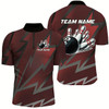 Goofygear Red Lightning Thunder Storm Team Bowling Shirts For Men Custom Bowling Polo Jerseys