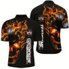 Goofygear Custom Unisex Flame Skull Bowling Team Shirts, Bowling Polo Shirts For Men
