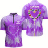 Goofygear Customized Purple Tie Dye Heart Billiard Men Quarter-Zip Shirt, Unique Billiard Shirt Gift