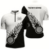 Goofygear Personalized Black White Flame Darts Quarter Zip Shirt Custom Men Dart Shirts Dart Jersey