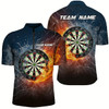 Goofygear Fire & Water Dartboard Personalized Mens Darts Quarter Zip Shirt Thunder Men Darts Jersey