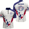 Goofygear Texas Archery Grunge Style Customized Men Quarter-Zip Shirts, Texas Flag Shirts For Player
