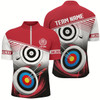 Goofygear Personalized Name Archery Quarter-Zip Shirts For Men Custom Red Archery 3D Target Shirts