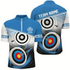 Goofygear Personalized Name Archery Quarter-Zip Shirts For Men Custom Blue Archery 3D Target Shirts Style 2