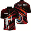 Goofygear Personalized Silhouette Archer 3D Target Archery Quarter-Zip Shirts For Men, Archery Team Shirts