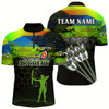 Goofygear Personalized Green Colors 3D Arrows Archery Quarter-Zip Shirts For Men, Silhouette Archer Shirts