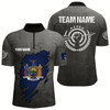 Goofygear Customized Grunge New York Archery Men Quarter-Zip Shirts, New York Flag Shirts For Archer