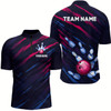 Goofygear Custom Bowling 1/4 Zip Shirt Men & Navy Bowling Team Jersey