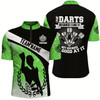 Goofygear I Play Darts Because I Like It Green Halo Darts Quarter Zip Shirt Dart Jerseys For Men