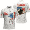Goofygear Us Flag Grunge Style Billiard Men Quarter-Zip Shirts Custom Patriotic 8 Ball Pool Shirts Style 1
