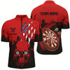 Goofygear Black Red Dart Skull Us Flag Men Quarter-Zip Shirts Custom Patriotic Darts Team Jerseys
